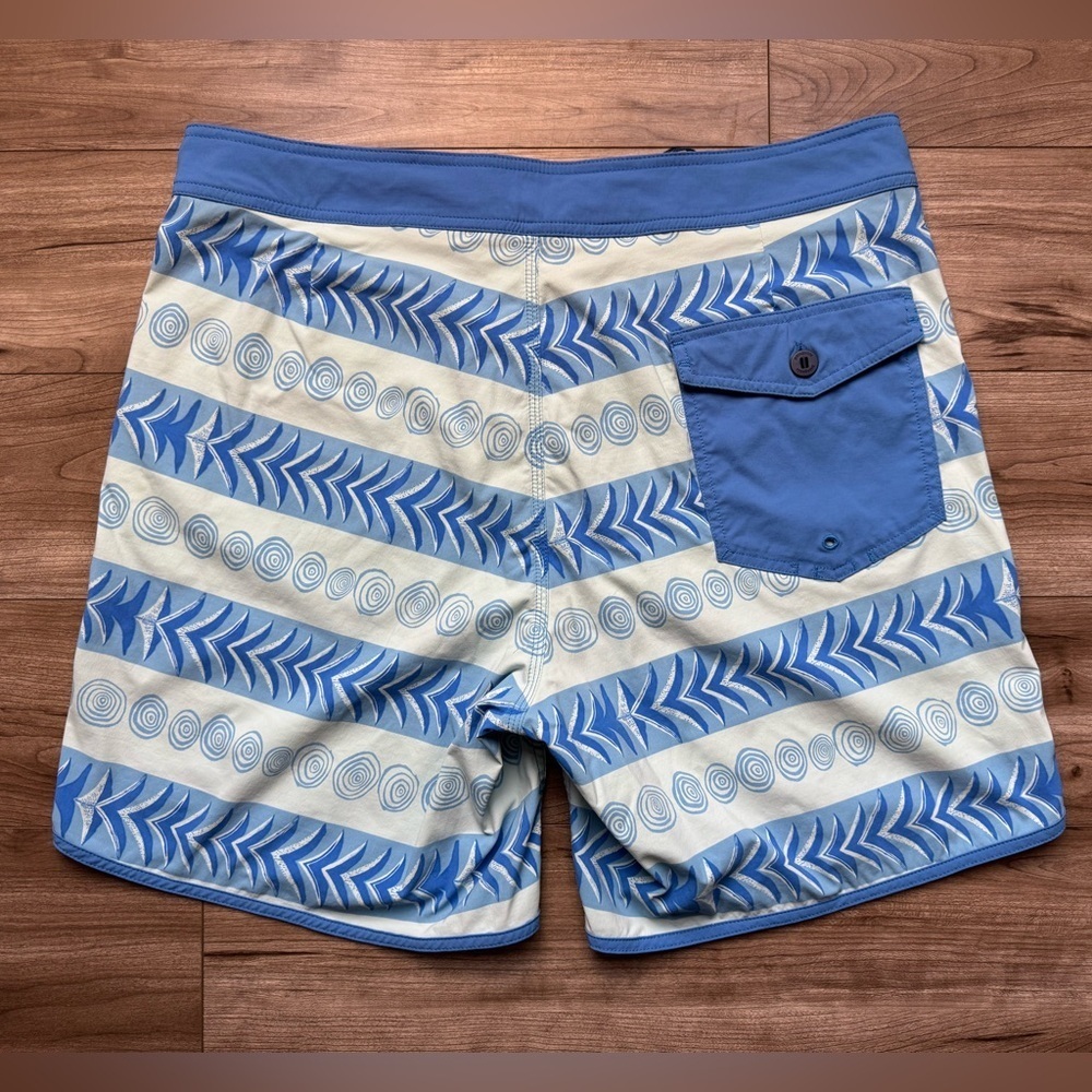 PATAGONIA Men's Scallop Hem Stretch Wavefarer® Boardshorts 18" Sz 38 Blue Swim - Picture 2 of 11
